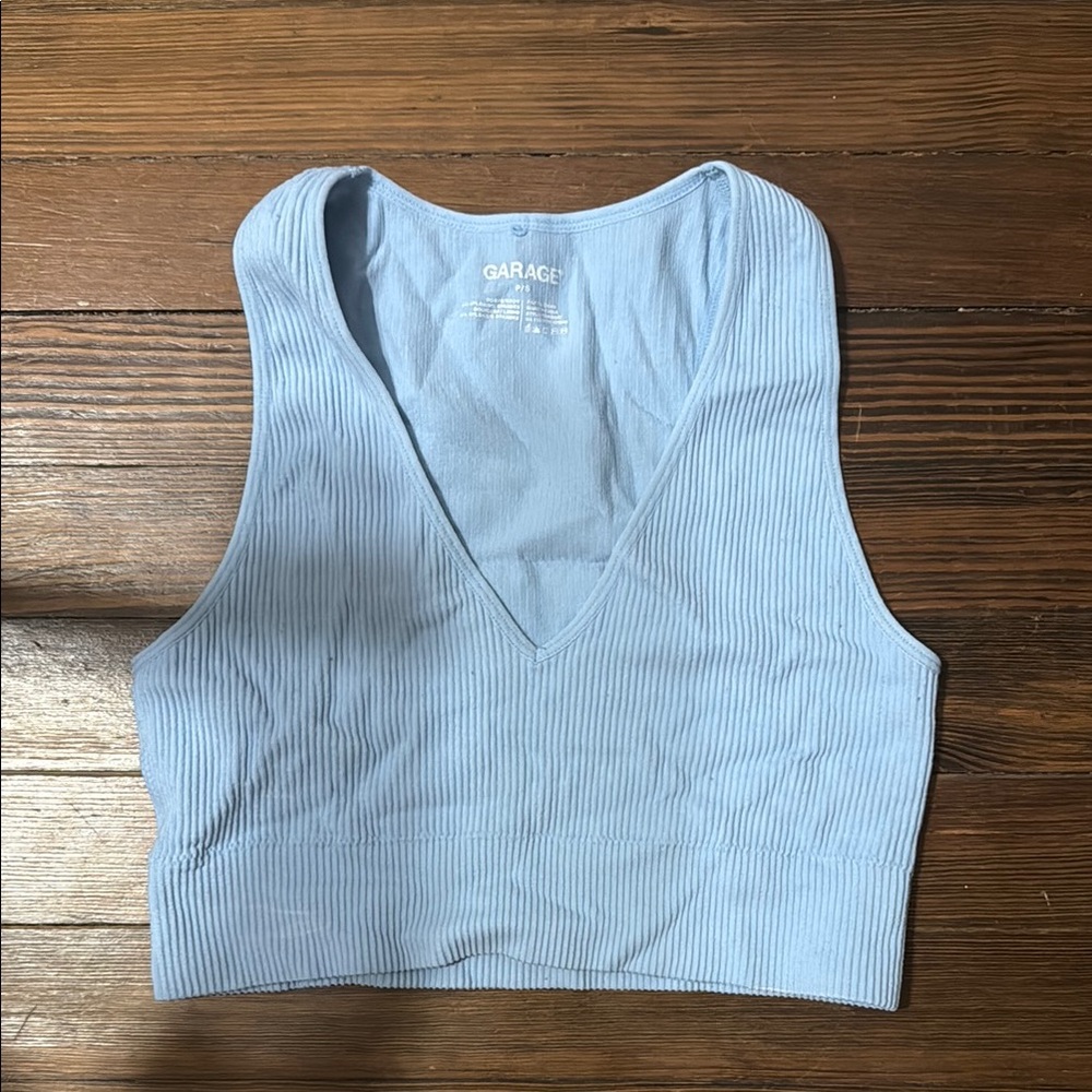 Garage Blue Fitted Crop Tank Top